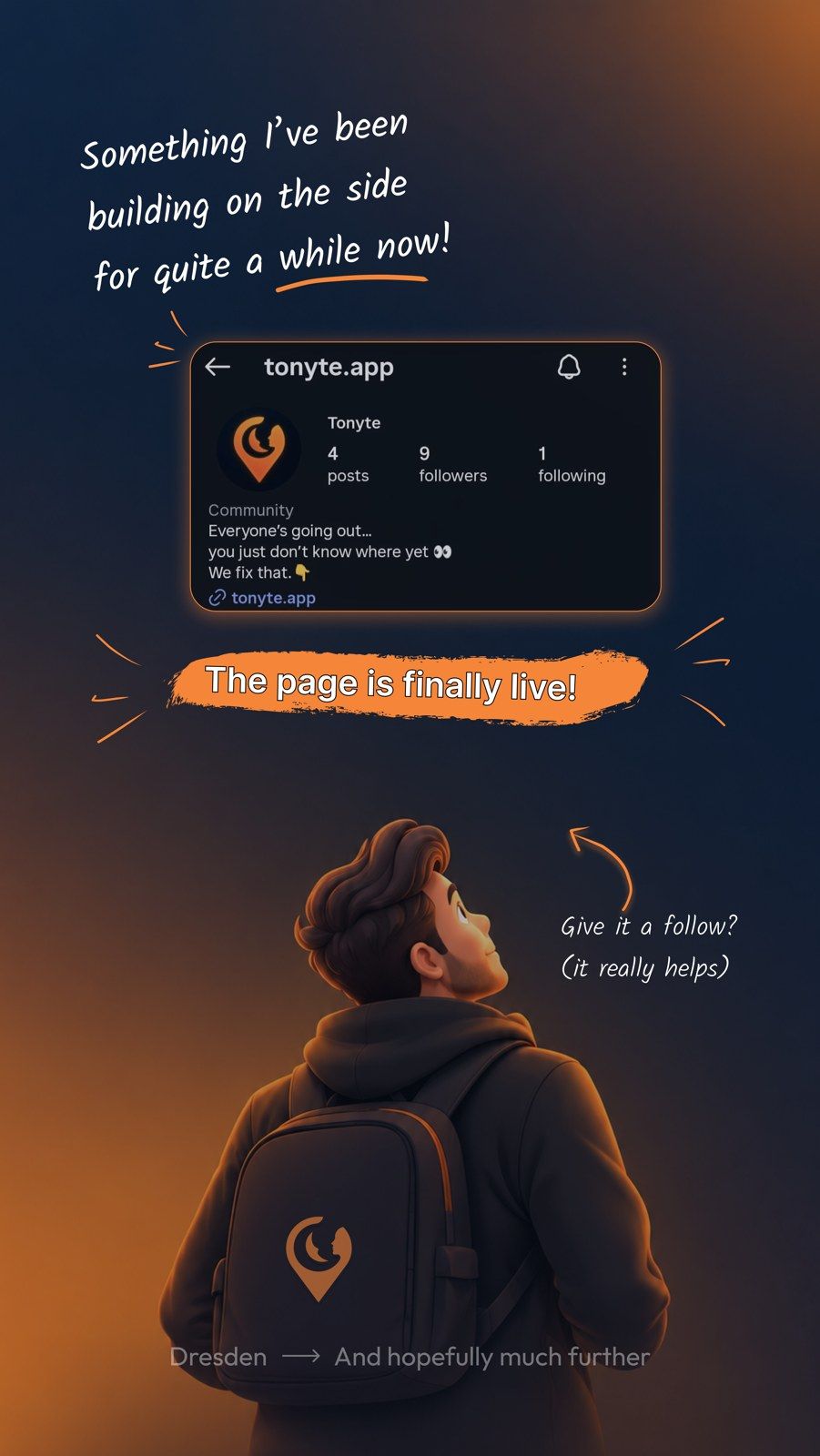 Instagram story: “Something I’ve been building on the side for quite a while now… The page is finally live!”